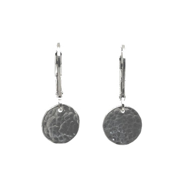 Earrings - Silver Hammered Disks