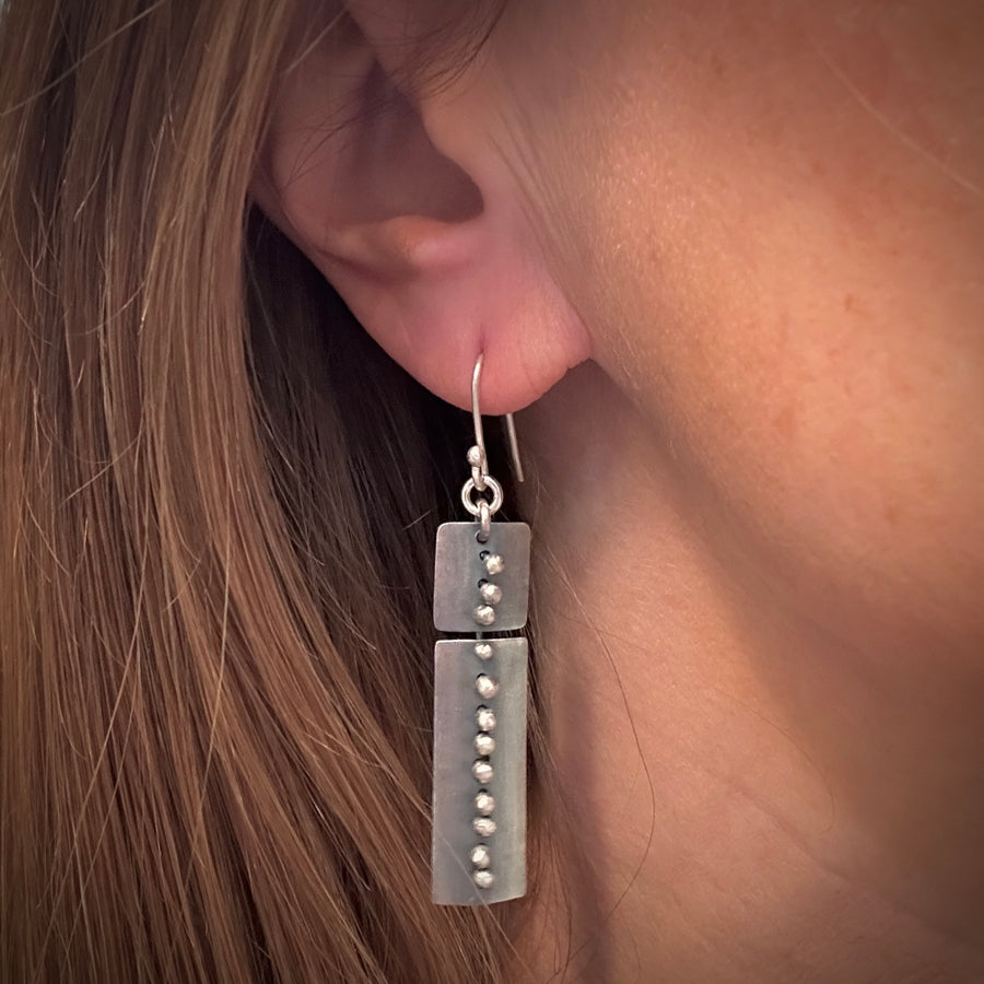 Earrings - Patinated Double Dots