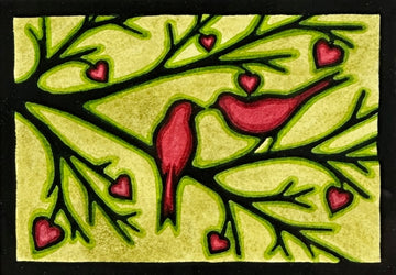 Love Birds - Original Linocut