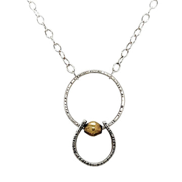 Necklace - Silver with Brass Bead