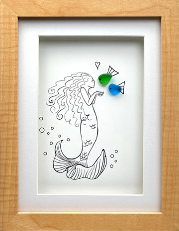 Sea Glass Mermaid with Fish