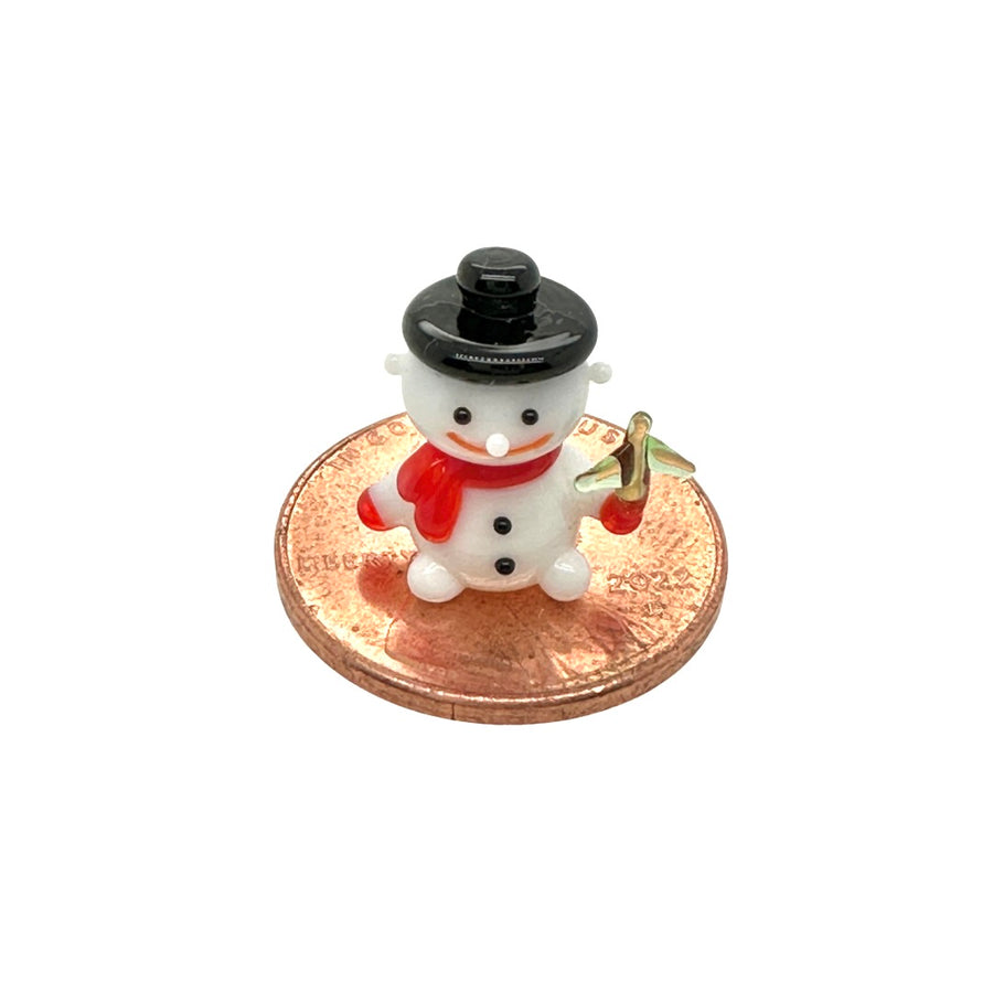 Tiny Miniature Snowman with Tree