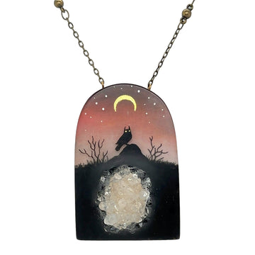 Necklace with Crystal - Moon Owl