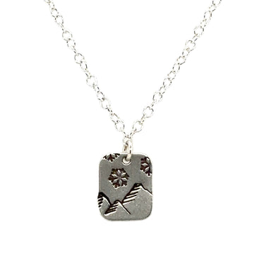 Necklace - Rectangle with Mountains & Snowflakes