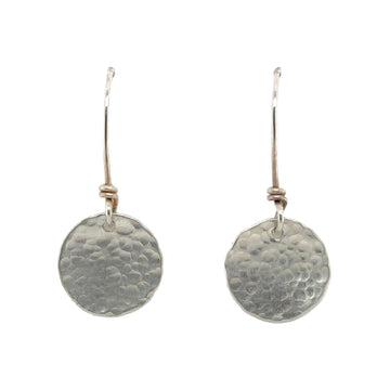 Earrings - Silver Hammered Disks