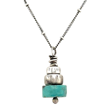 Necklace - Turquoise with Silver Beads