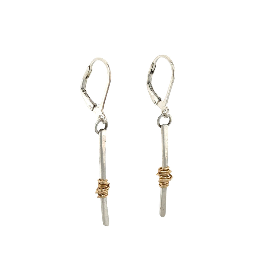 Earrings - Silver Twigs with Gold Fill Wire