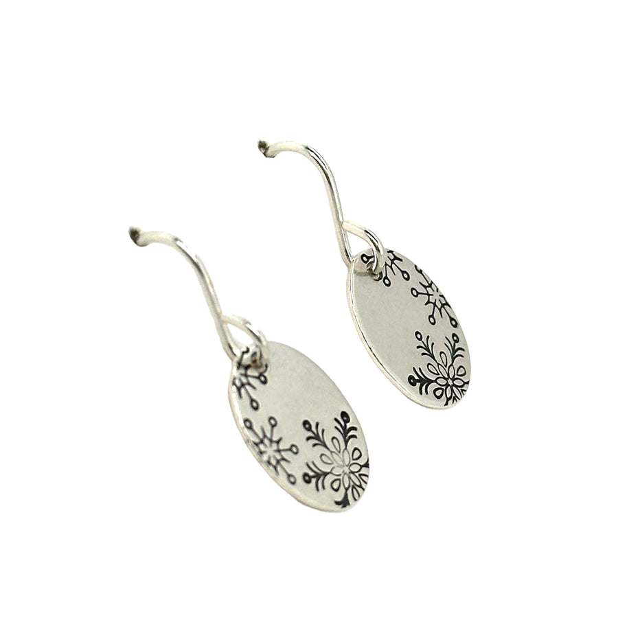 Earrings - Ovals with Snowflakes