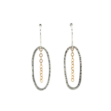 Earrings - Stamped Ovals with 14K Gold Filled Chain