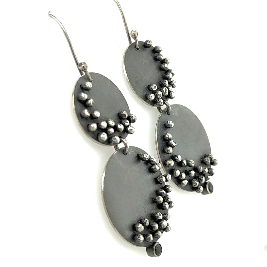 Earrings - Circles with Black Spinel