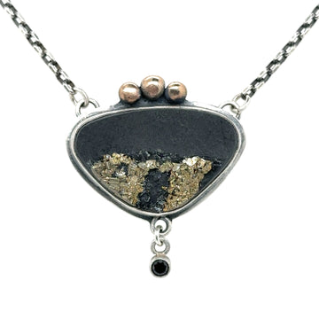 Necklace - Pyrite in Slate and Spinel