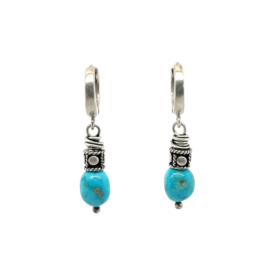 Earrings - Turquoise on Huggie Hoops