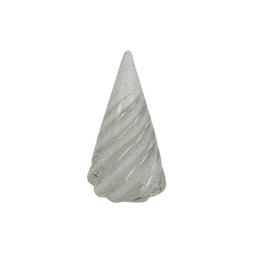 Small Spiral Glass Tree with Snow - White