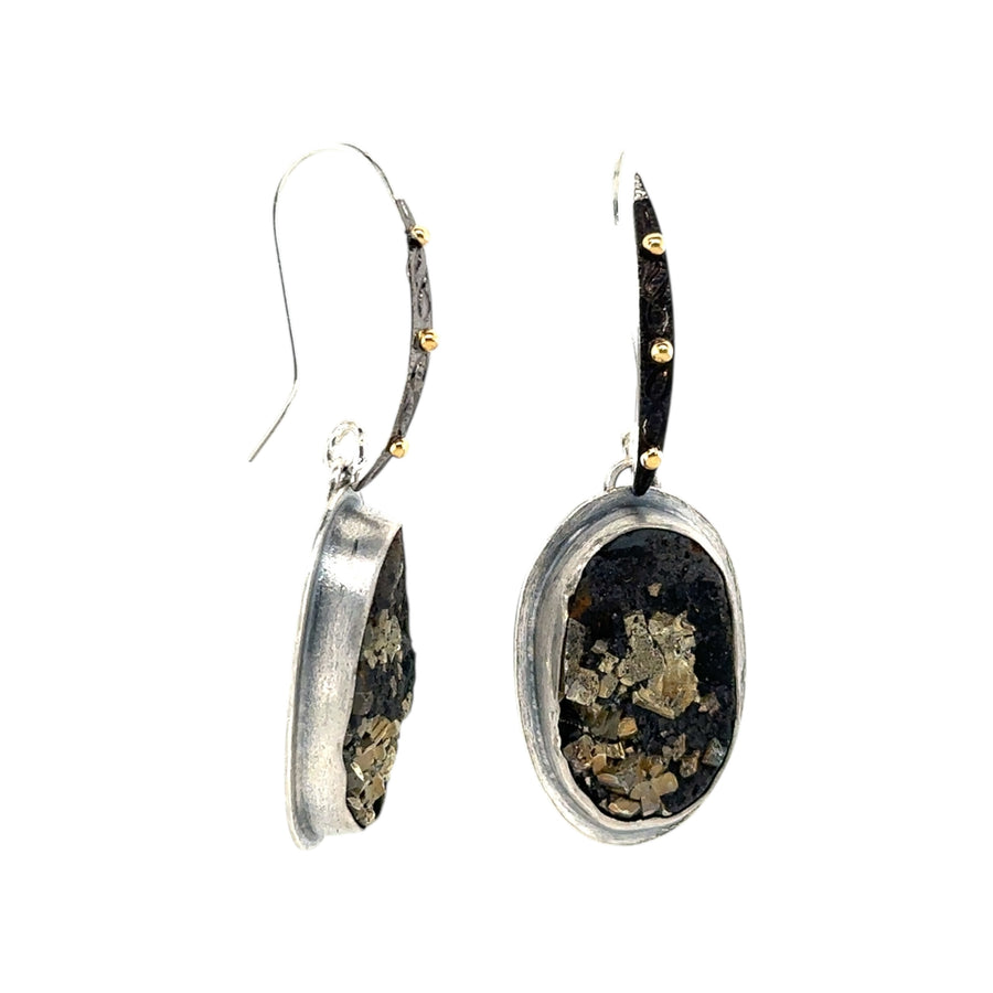 Earrings - Pyrite in Slate
