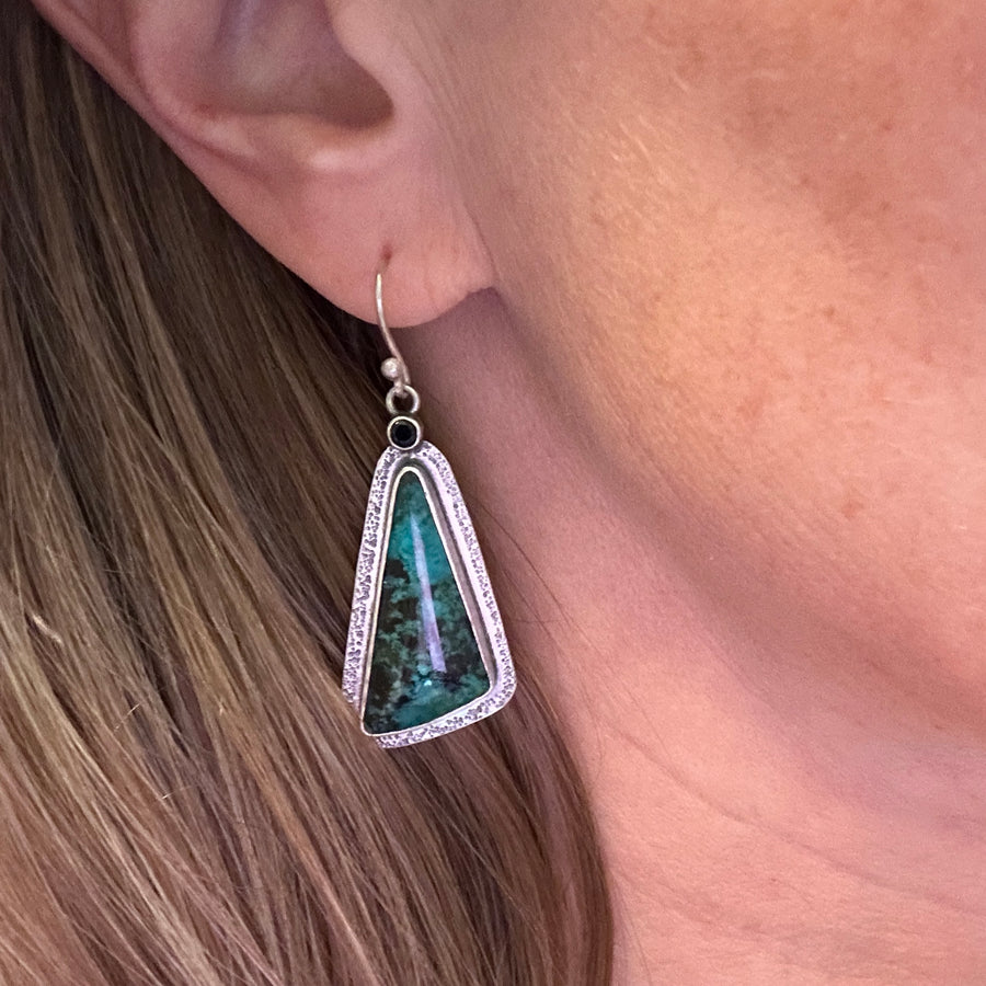 Earrings - Bacon Island Chrysocolla and Spinel