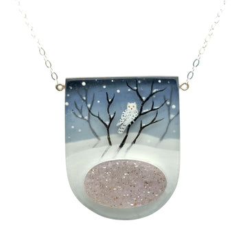 Necklace with Crystals - Snowy Owl