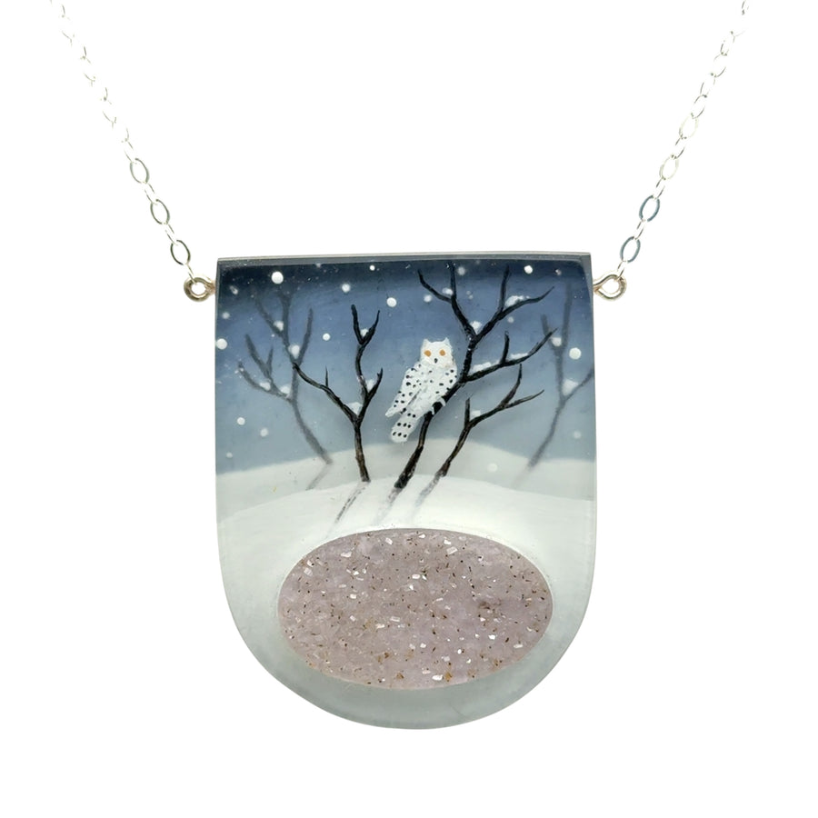 Necklace with Crystals - Snowy Owl