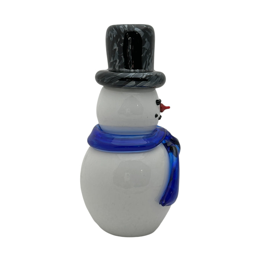 Snowman with Top Hat and Blue Scarf