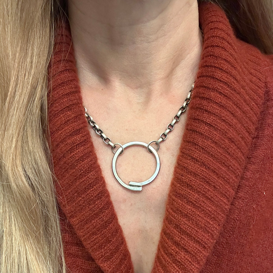 Necklace - Heavy Silver Chain with Overlap Circle