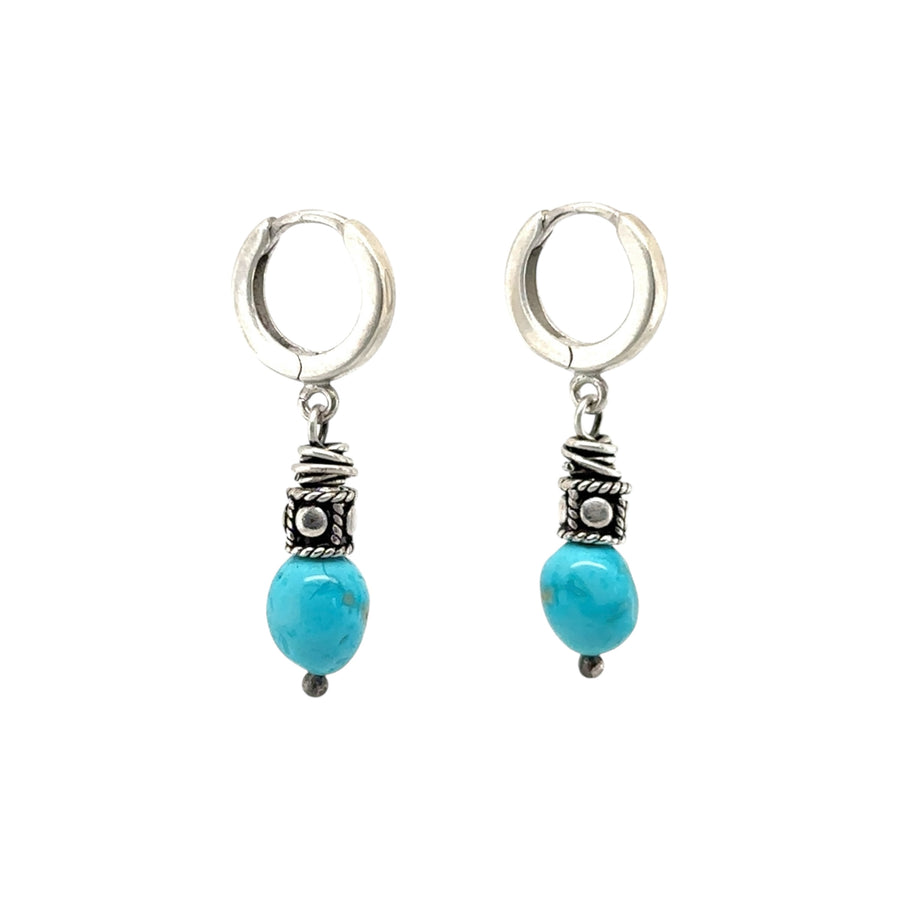 Earrings - Turquoise on Huggie Hoops