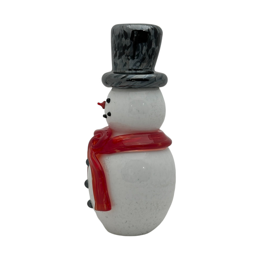 Snowman with Top Hat and Red Scarf