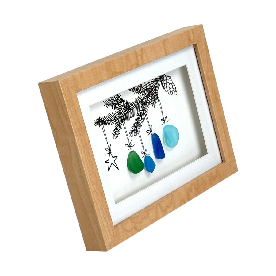 Sea Glass Four Christmas Bulbs