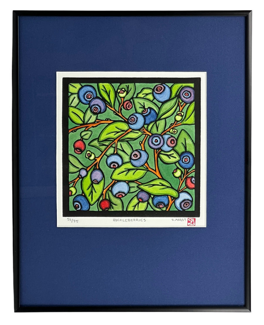 Huckleberries - Original Linocut