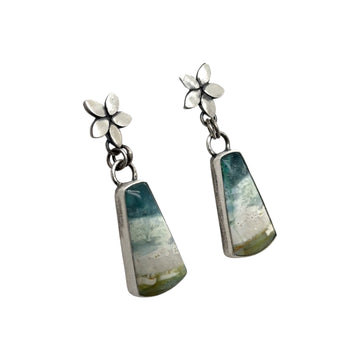 Plumeria Earrings - Opal Wood - Small