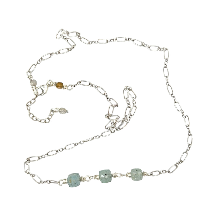 Necklace - Aquamarine Cubes