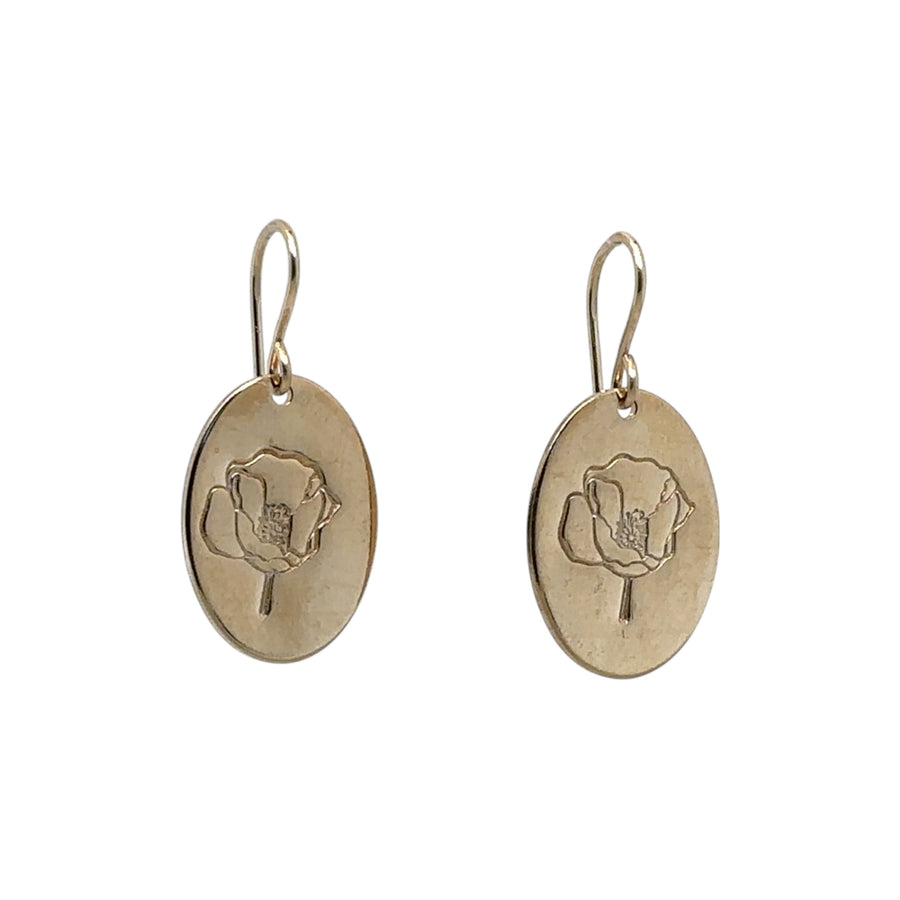 Earrings - Large Oval with Poppy