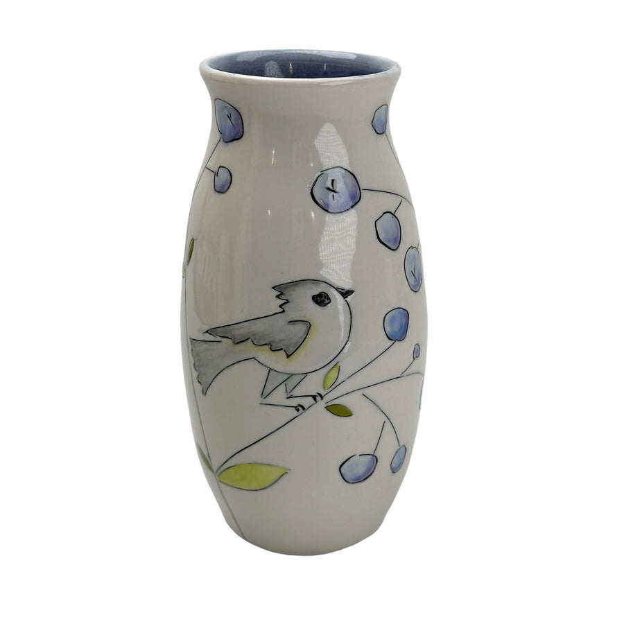 Birds and Blueberries - Vase - Medium