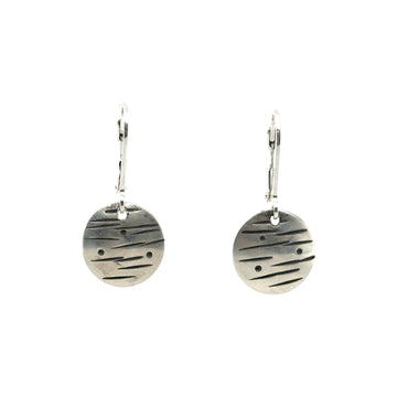 Earrings - Silver Stamped Disks
