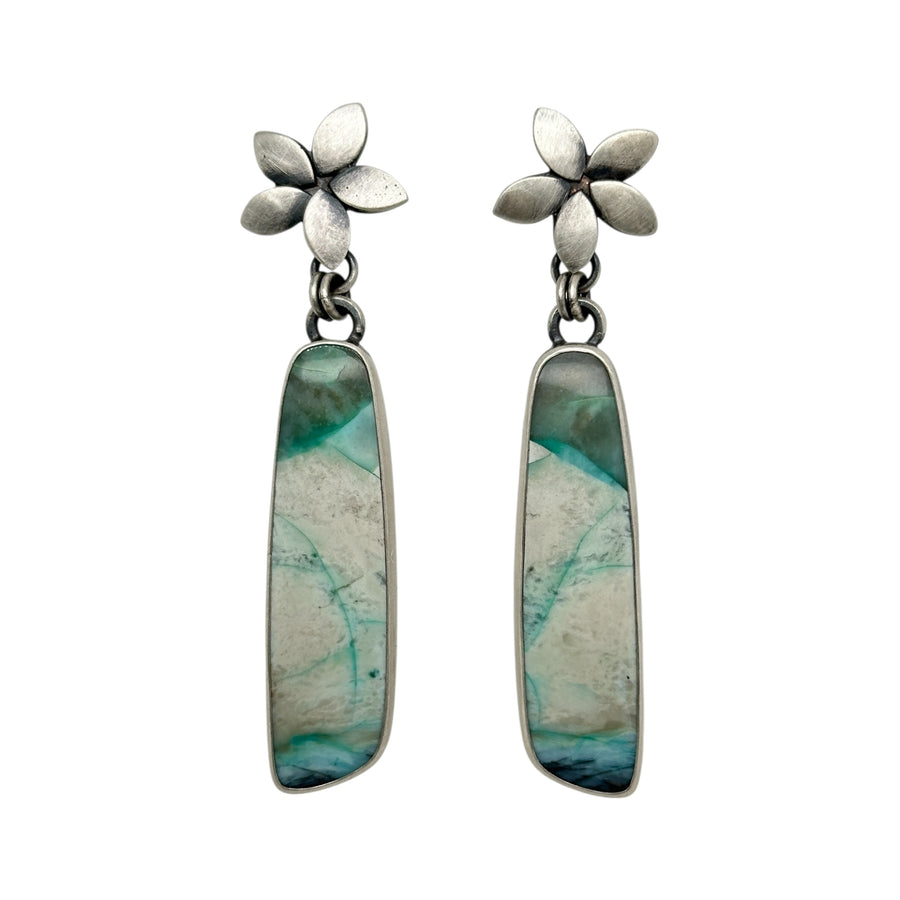Plumeria Earrings - Opal Wood - Large