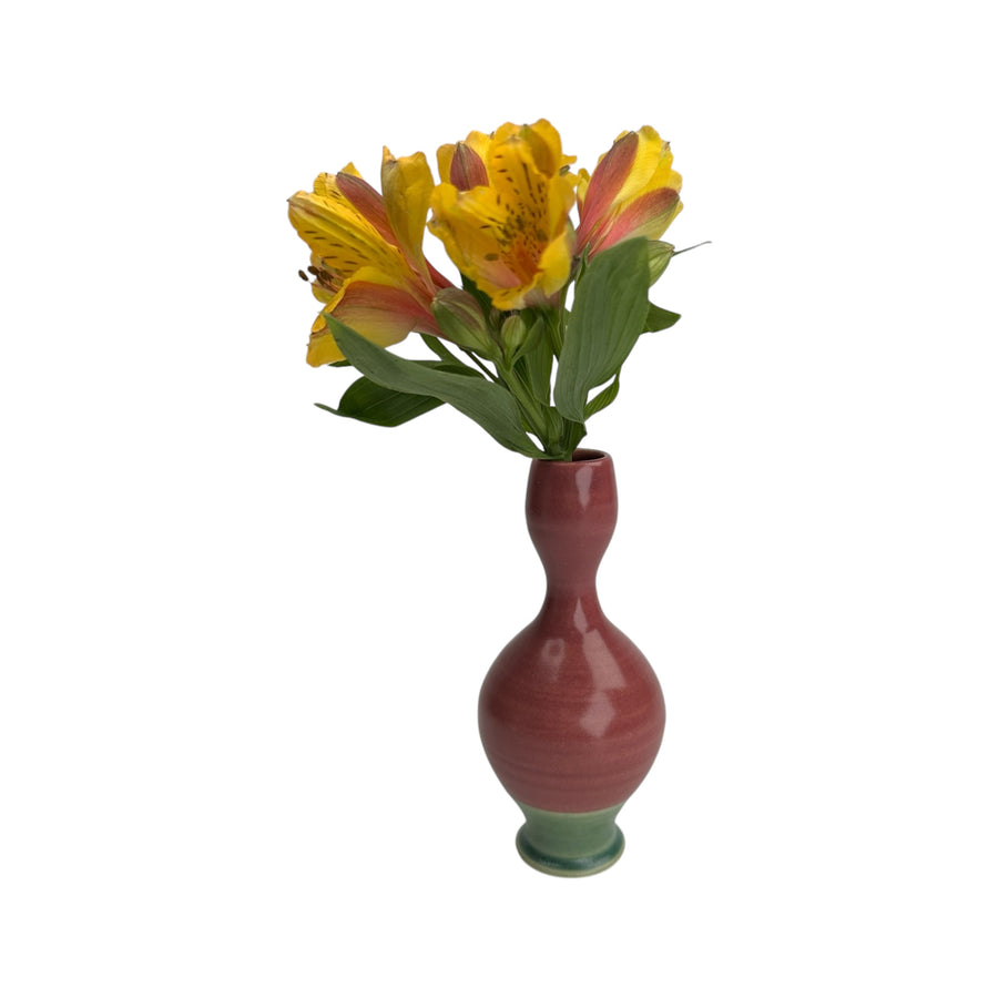 Bud Vase - Cranberry/Green