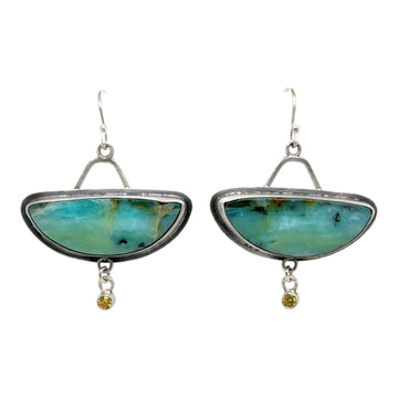 Earrings - Opal Wood Fossil and Citrine