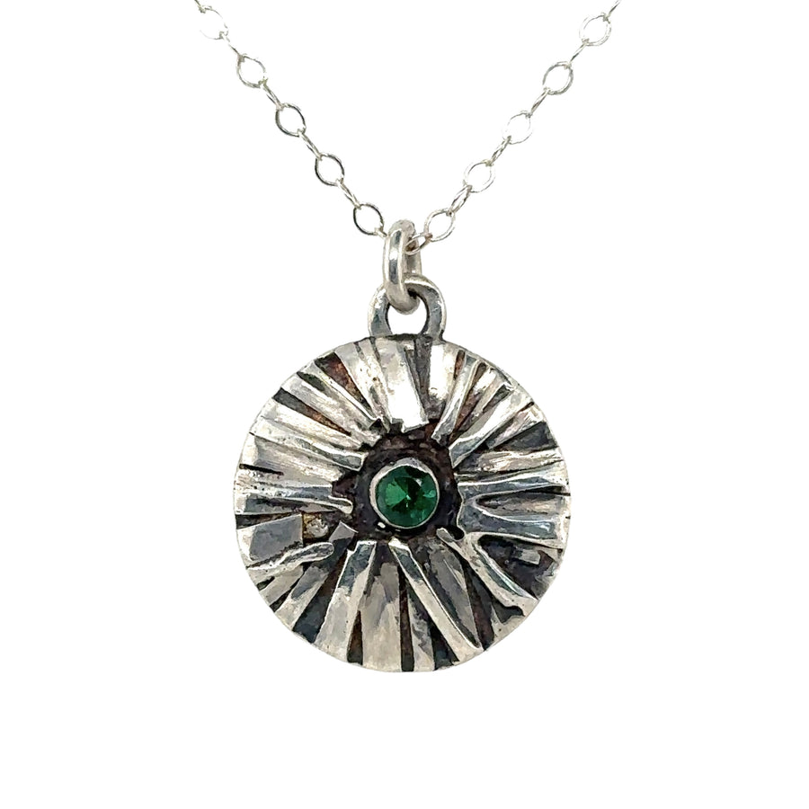 Necklace - Round Pendant with Emerald