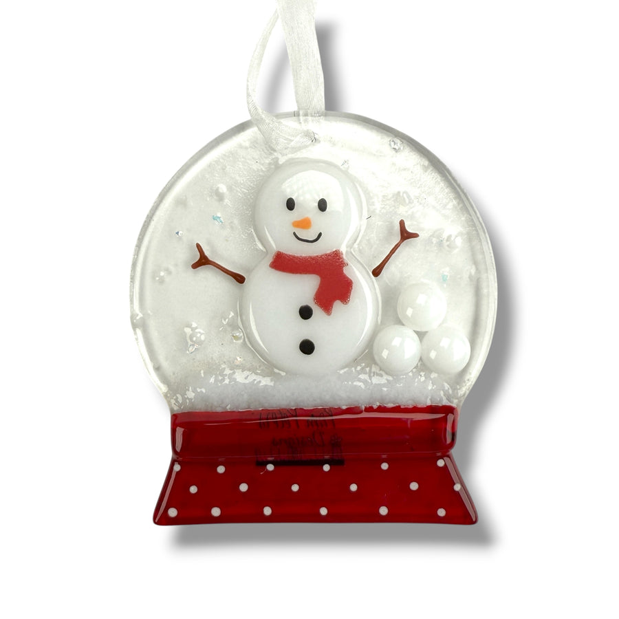Snowman Snow Globe Glass Ornament