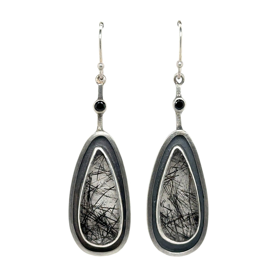 Earrings - Tourmalinated Quartz and Spinel