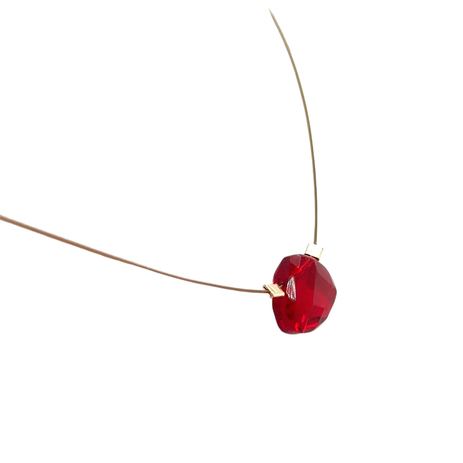 Czech Quartz Necklace - Cherry Red