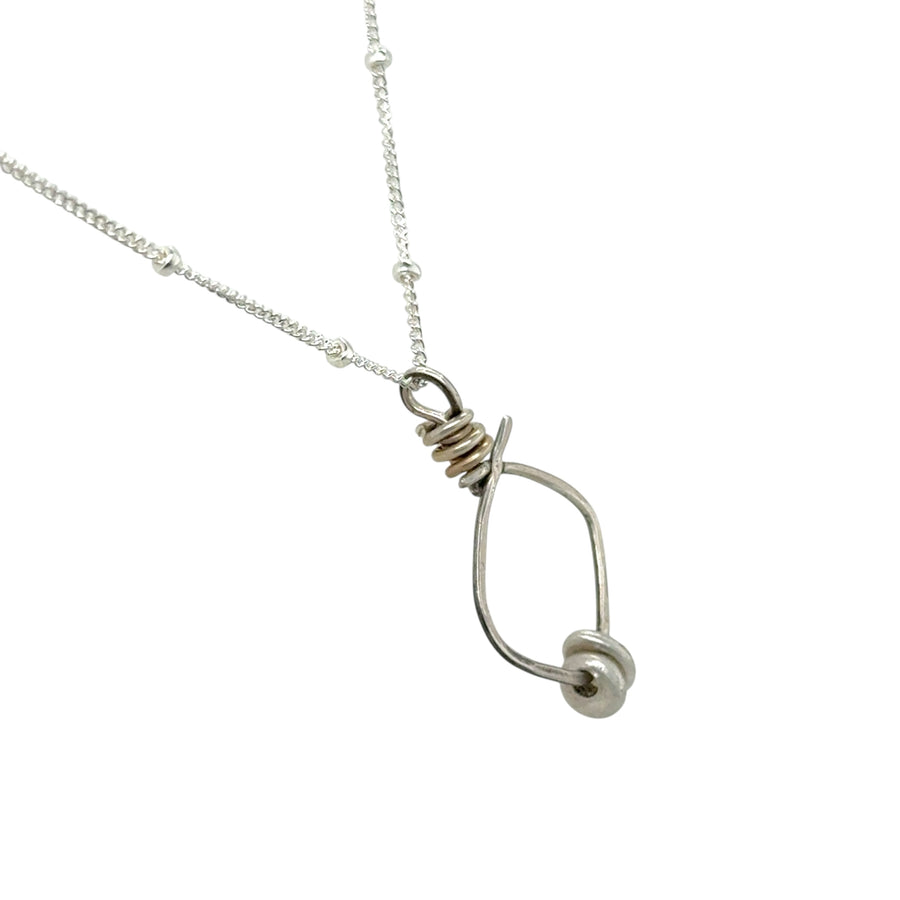 Necklace - Silver Overlap with Silver Beads