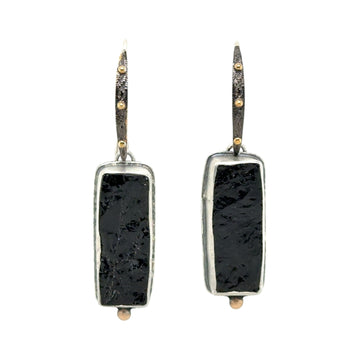 Earrings - Black Tourmaline with 18K Gold and Vermeil