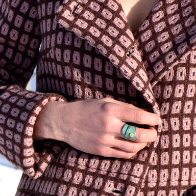 Ring - Navy Blue with Baby Blue Dot