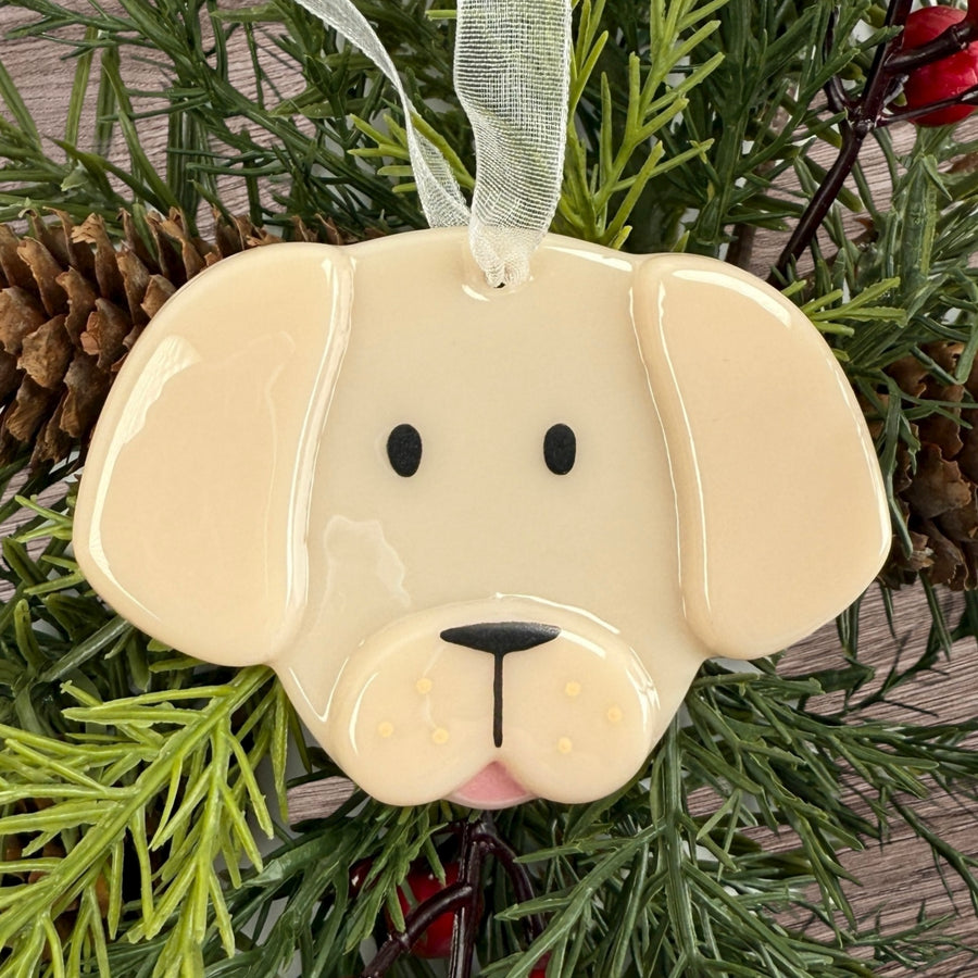 Dog Glass Ornament - Golden
