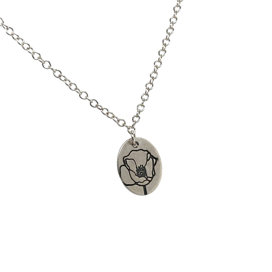 Necklace - Sterling Oval with Poppy