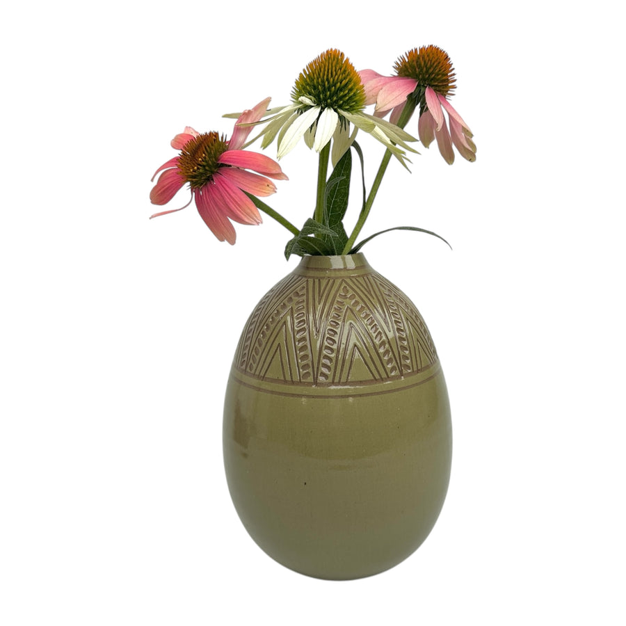 Large Vase - Sage - Geometric