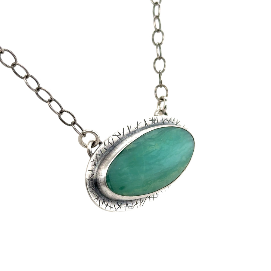 Necklace - Blue Opal Petrified Wood