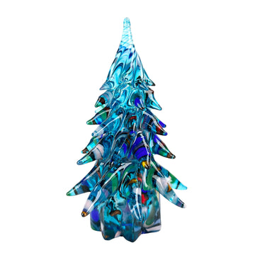 Large Decorated Glass Tree - Aqua