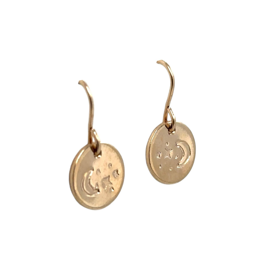 Earrings - Disks with Moon and Stars