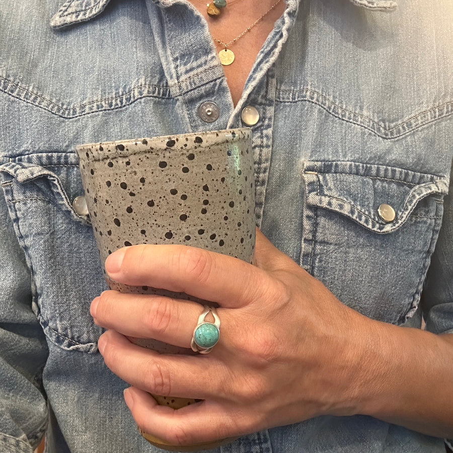 Turquoise Ring with Brushed Finished