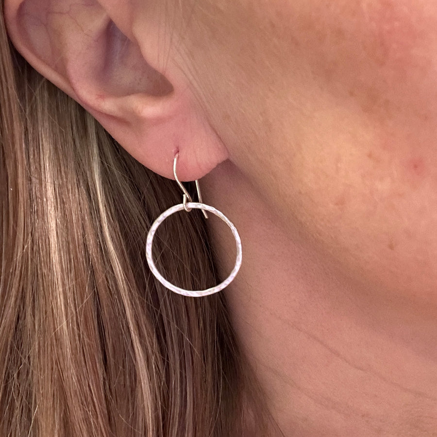 Earrings - Hammered Silver Circles